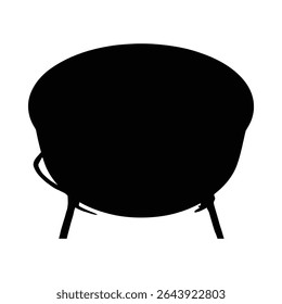 Black silhouette of a witch's cauldron with three legs isolated on white background