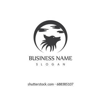 Black Silhouette Wolf Head Logo Design