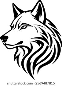 black Silhouette wolf head vector