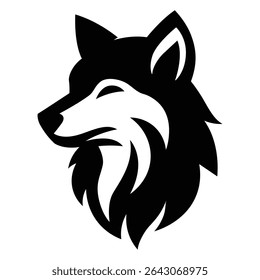 Black silhouette of Wolf, Wolf silhouette logo