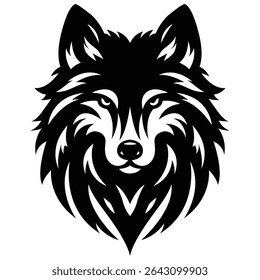 Black silhouette of Wolf, Wolf silhouette logo