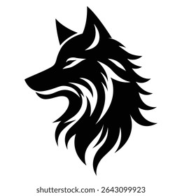 Black silhouette of Wolf, Wolf silhouette logo