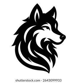 Black silhouette of Wolf, Wolf silhouette logo