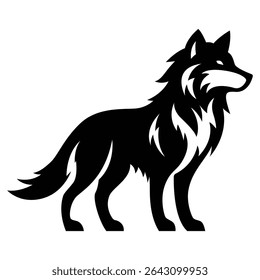 Black silhouette of Wolf, Wolf silhouette logo