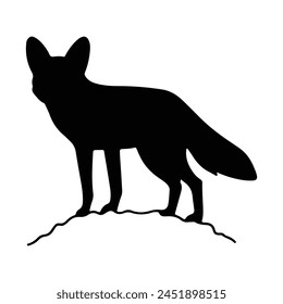 Black Silhouette of a wolf on a white background. Vector illustration