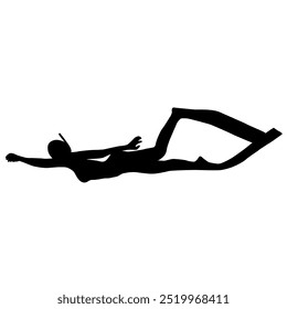 A black silhouette of a woman doing scuba Diver