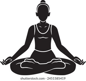 a black silhouette of a woman doing yoga svg