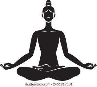  a black silhouette of a woman doing yoga svg