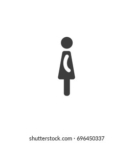 Black silhouette of  woman in dress.  Isolated on white.  Vector Flat female and girl icon. 