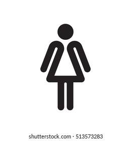 Black silhouette of a woman, isolated on white background. Suitable for a toilet sign.