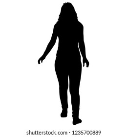 Black silhouette woman on a white background.
