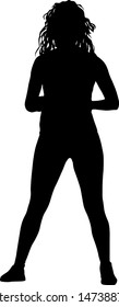 Black silhouette woman on a white background
