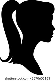 Black silhouette woman portrait in profile head and shoulders vector illustration