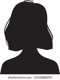 Black silhouette of a woman showing a short hair style, perfect for avatars, profile pictures and other graphic design projects