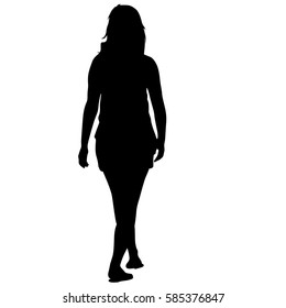 Black Silhouette Woman Standing People On Stock Illustration 622274003 ...