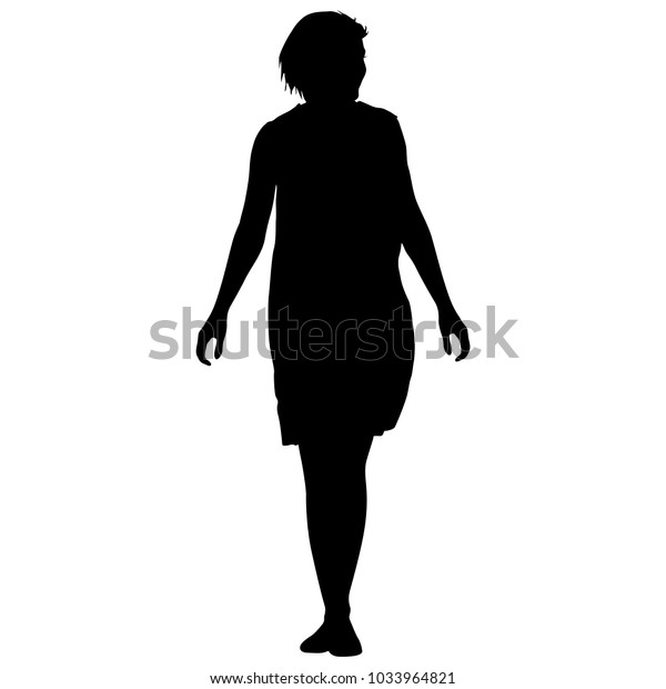 Black Silhouette Woman Standing People On Stock Vector (Royalty Free ...