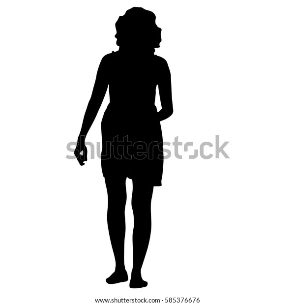 Black Silhouette Woman Standing People On Stock Vector (Royalty Free ...