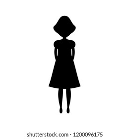 Black silhouette woman standing, vector