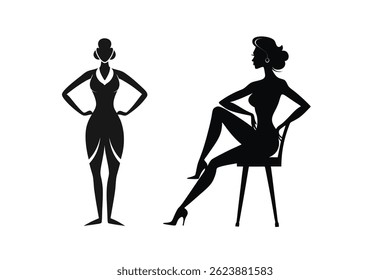 a black silhouette of a woman walking forward con.eps