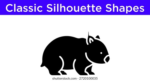 Schwarze Silhouette eines Wombat Vektorgrafik