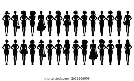 Black Silhouette Women Striking Unique Poses