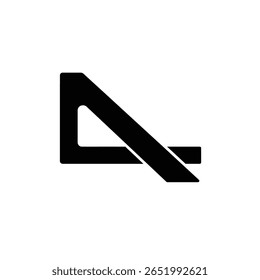 A black silhouette of a woodworking square is shown against a white background The image is a simple vector illustration with minimal detail