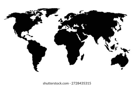 Black silhouette of world map on for global concepts and geography