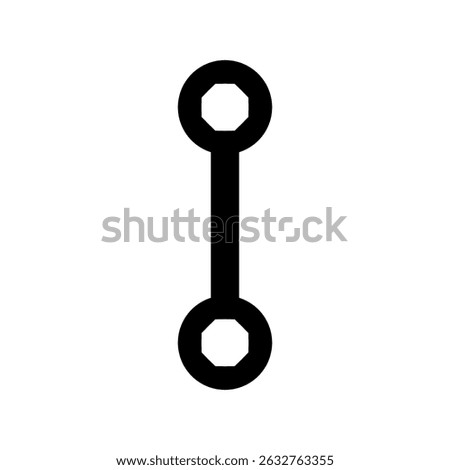 Black silhouette wrench icon with rounded ends in vertical alignment, simple mechanical symbol.
