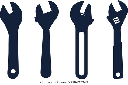  Black silhouette of Wrenches vector