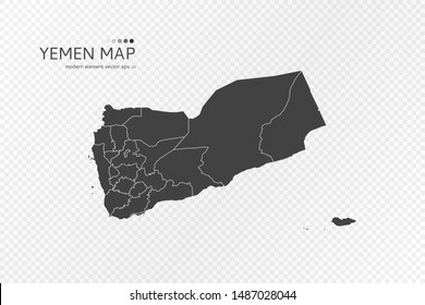 Black silhouette of Yemen map on transparent background. EPS10 vector file organized in layers for easy editing.