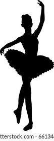 Black Silhouette Young Ballerina Isolated On Stock Vector (Royalty Free ...