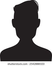 Black silhouette of a young man with short hair and neutral expression, ideal for profile pictures or anonymity concepts