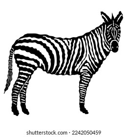 black silhouette of a zebra with white cut-out details