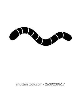 Black silhouetted worm illustration simple design.