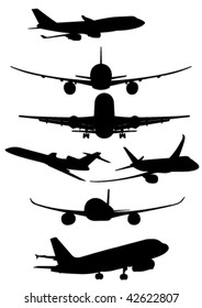 black silhouettes of aircraft