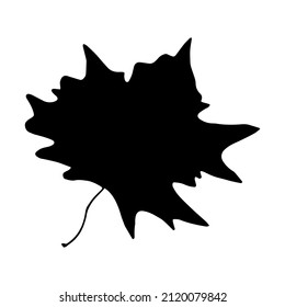 Black silhouettes of autumn leaves maple. Fall nature tree leaves. Isolated white background.