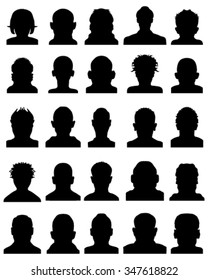 Black silhouettes of avatar profile, vector