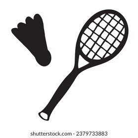 
Black silhouettes of Badminton flat vector 