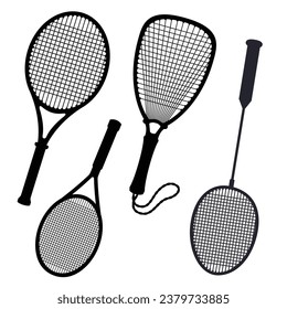 
Black silhouettes of Badminton flat vector 