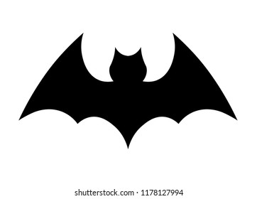 Black silhouettes of bats. Dark silhouette of bat with open wings. One of Halloween holiday symbol. Halloween decor for design, packaging, postcards, print, web