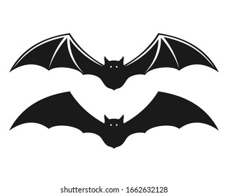 Black silhouettes of bats. isolated on white background. vector icon illustration