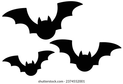 Black silhouettes of bats set on white background.