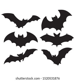 Black silhouettes of Bats vector illustratuion isolated on white background for Halloween