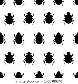 black silhouettes beetles seamless pattern
