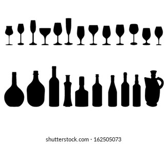 Glass Bottle Vector Silhouette Collection Set Stock Vector (Royalty ...