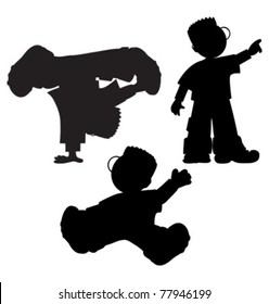 Black Silhouettes Boy Several Poses Stock Vector (Royalty Free ...