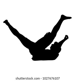 Black Silhouettes breakdancer on a white background.