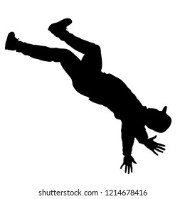 Black Silhouettes breakdancer on a white background