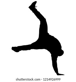 Black Silhouettes breakdancer on a white background