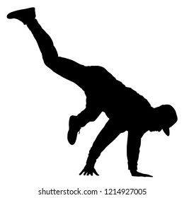 Black Silhouettes Breakdancer On White Background Stock Vector (Royalty ...